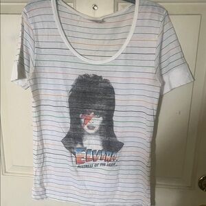 Multi-color Striped Elvira Graphic Tee XL